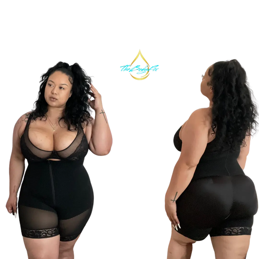 Nikki Full Firm Body Shaper  Shorts w/ lace & removable straps - THE BODY FIX